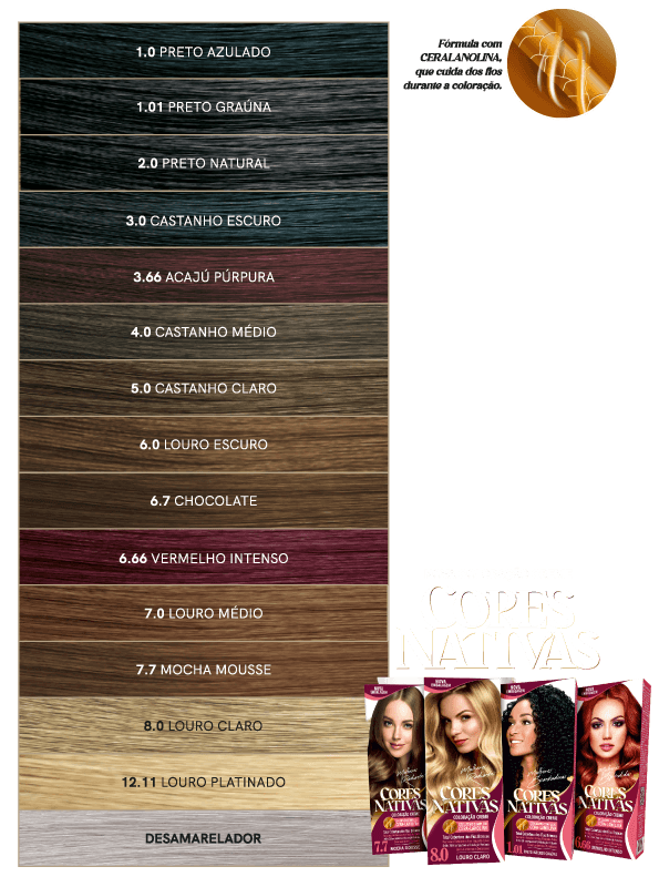 Tons Cores Nativas no cabelo